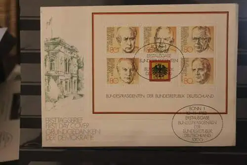 Deutschland  1982; Künstler-FDC: Bundespräsidenten  MiNr. Block 18