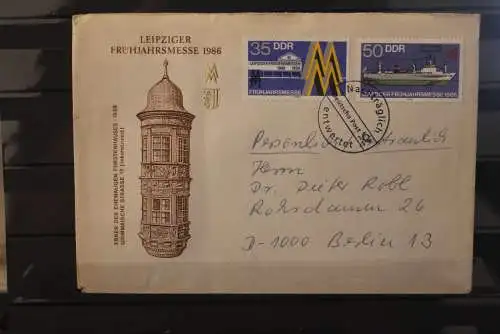 DDR 1986; Leipziger Frühjahrsmesse 1986; Messebrief, Stempel "Nachträglich entwertet"