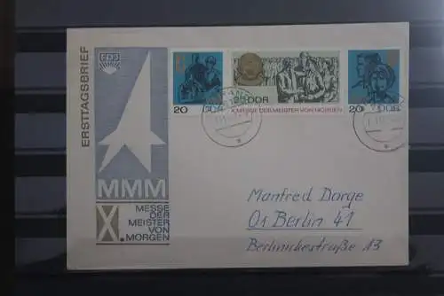 DDR 1967; MiNr. 1320-22 Dreierstreifen auf FDC; befördert Tagesstempel