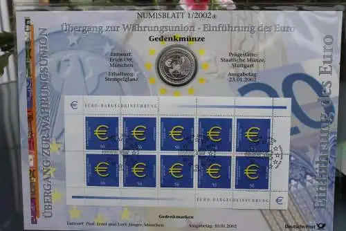 Deutschland Numisblatt 1/2002 "Übergang zur Währungsunion / Einführung des Euro"