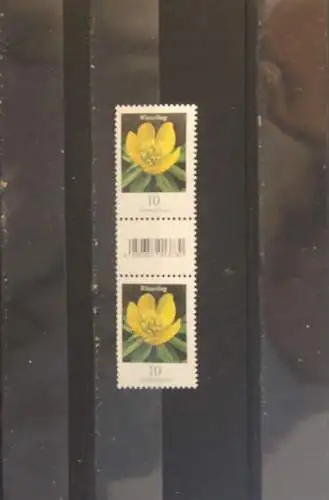 Deutschland; Freimarken: Blumen; 10 C; Winterling; MNH; senkrechtes Paar mit EAN; MiNr. 3314