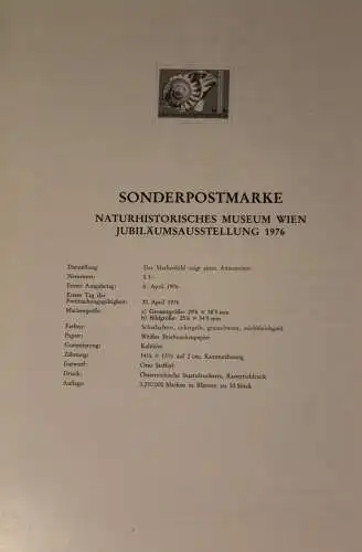 Schwarzdruck auf Schwarzdruckblatt Österreich 1976 zur Ausgabe: Naturhistorisches Museum Wien