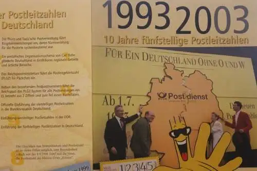 10 Jahre fünfstellige Postleitzahlen; Erinnerungsblatt; Gedenkblatt der Deutsche Post 2003