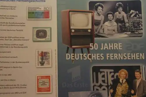 50 Jahre Deutsches Fernsehen; Erinnerungsblatt; Gedenkblatt der Deutsche Post 2002