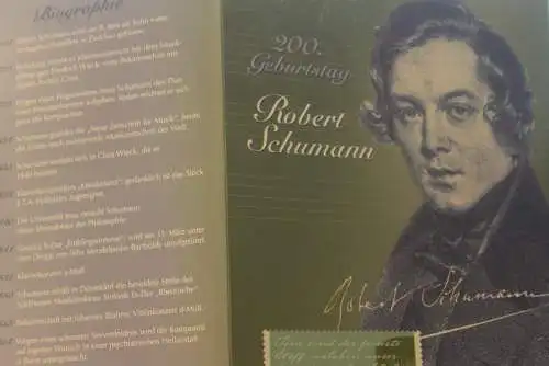 200. Geburtstag Robert Schumann; Erinnerungsblatt; Gedenkblatt der Deutsche Post 2010