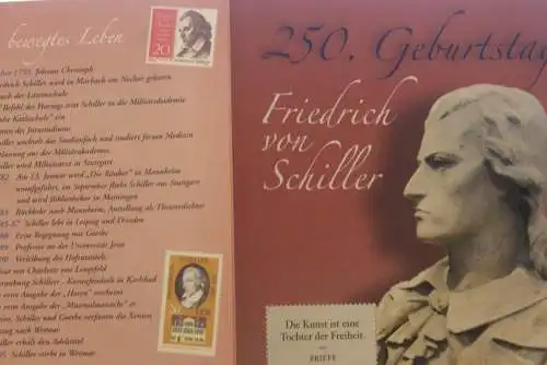 250. Geburtstag Friedrich von Schiller; Erinnerungsblatt; Gedenkblatt der Deutsche Post 2009