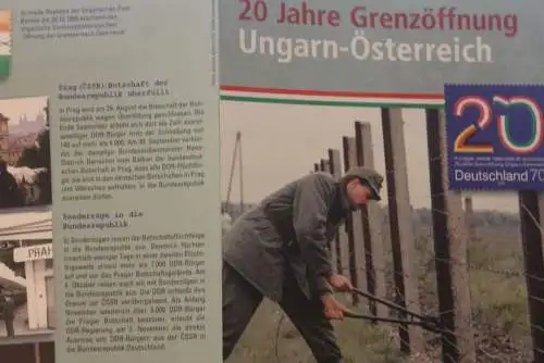 20 Jahre Grenzöffnung Ungarn-Österreich; Erinnerungsblatt; Gedenkblatt der Deutsche Post 2009