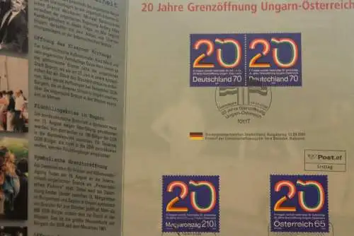 20 Jahre Grenzöffnung Ungarn-Österreich; Erinnerungsblatt; Gedenkblatt der Deutsche Post 2009