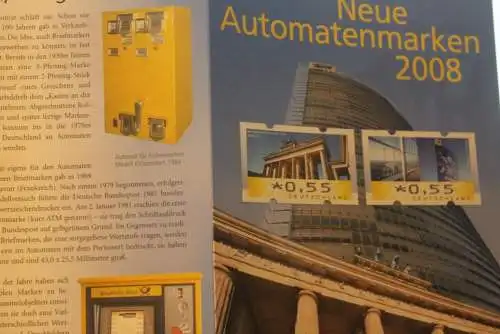 Neue Automatenmarken 2008; Erinnerungsblatt; Gedenkblatt der Deutsche Post 2008