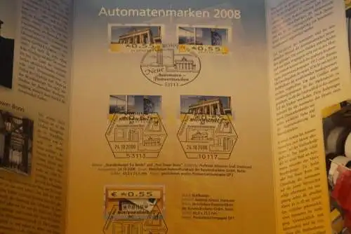 Neue Automatenmarken 2008; Erinnerungsblatt; Gedenkblatt der Deutsche Post 2008