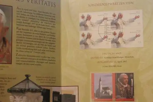 Papst Benedikt XVI.; Erinnerungsblatt; Gedenkblatt der Deutsche Post 2007