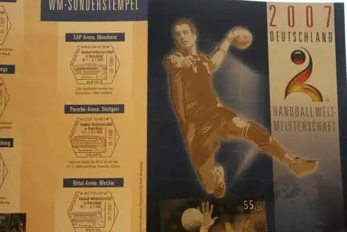 Handball-WM 2007; Erinnerungsblatt; Gedenkblatt der Deutsche Post 2007