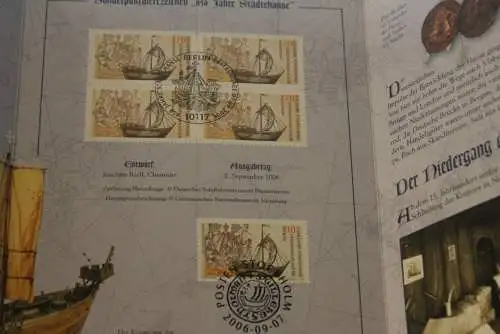 650 Jahre Städtehanse; Erinnerungsblatt; Gedenkblatt der Deutsche Post 2006