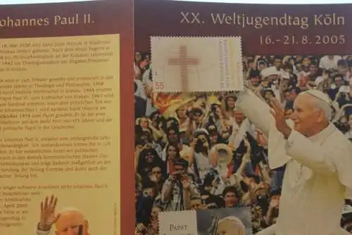 Papst Johannes Paul II.; XX. Weltjugendtag Köln 2005; Gedenkblatt der Deutsche Post 2005