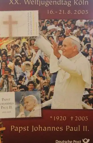 Papst Johannes Paul II.; XX. Weltjugendtag Köln 2005; Gedenkblatt der Deutsche Post 2005