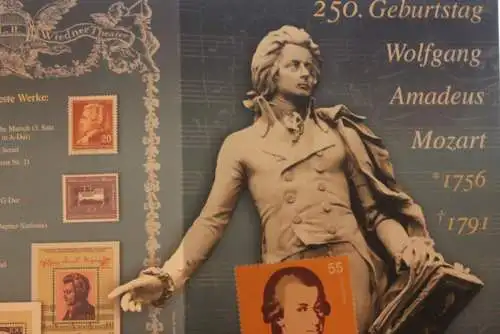 250. Geburtstag Wolfgang A. Mozart; Erinnerungsblatt; Gedenkblatt der Deutsche Post 2006