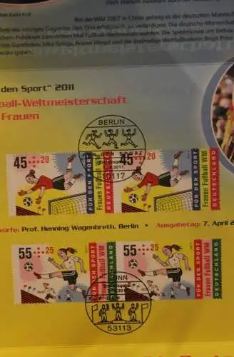 Fußball-WM der Frauen 2011; Erinnerungsblatt; Gedenkblatt der Deutsche Post 2011