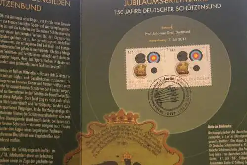 150 Jahre Deutscher Schützenbund; Erinnerungsblatt; Gedenkblatt der Deutsche Post 2011