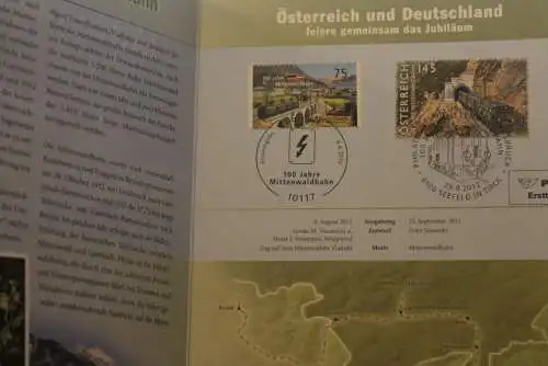 100 Jahre Mittenwaldbahn Gemeinschaftsausgabe D-A; Erinnerungsblatt; Gedenkblatt der Deutsche Post 2012