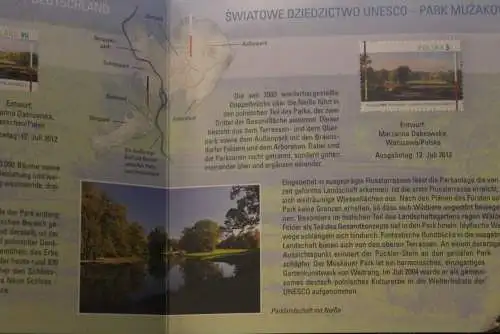 Muskauer Park Weltkulturerbe der UNESCO; Erinnerungsblatt; Gedenkblatt der Deutsche Post 2012