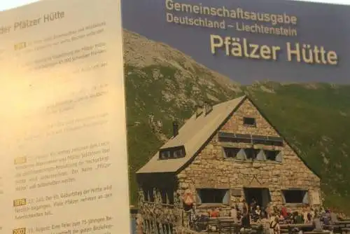 Pfälzer Hütte Gemeinschaftsausgabe D-FL; Erinnerungsblatt; Gedenkblatt der Deutsche Post 2012