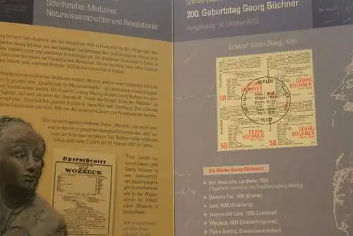 Georg Büchner; Erinnerungsblatt; Gedenkblatt der Deutsche Post 2013