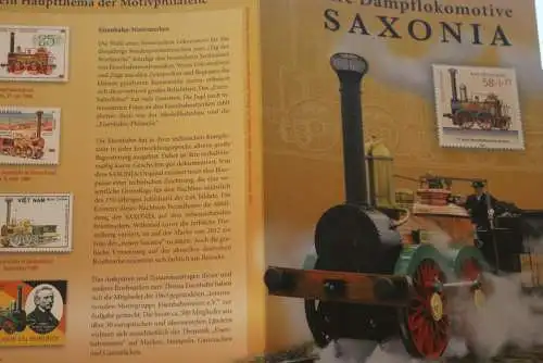 175 Jahre Dampflokomotive SAXONIA; Erinnerungsblatt; Gedenkblatt der Deutsche Post 2013