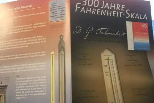 300 Jahre Fahrenheit-Skala; Erinnerungsblatt; Gedenkblatt der Deutsche Post 2014