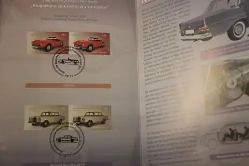 Klassische deutsche Automobile; Erinnerungsblatt; Gedenkblatt der Deutsche Post 2015