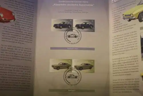 Klassische Automobile (II); Erinnerungsblatt; Gedenkblatt der Deutsche Post 2016