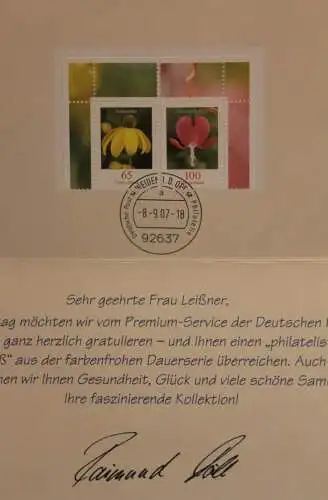 Deutschland  2007, Freimarken: Blumen: Glückwunschkarte der Post