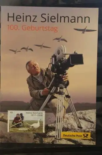 100. Geburtstag Heinz Sielmann; Erinnerungsblatt; Gedenkblatt der Deutsche Post 2017