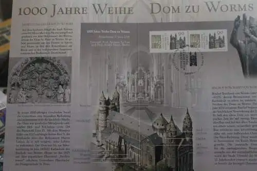 1000 Jahre Weihe Dom zu Worms; Erinnerungsblatt; Gedenkblatt der Deutsche Post 2018