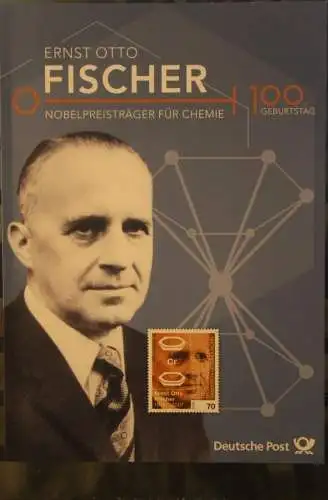 Ernst Otto Fischer; Nobelpreisträger;  Erinnerungsblatt; Gedenkblatt der Deutsche Post 2018