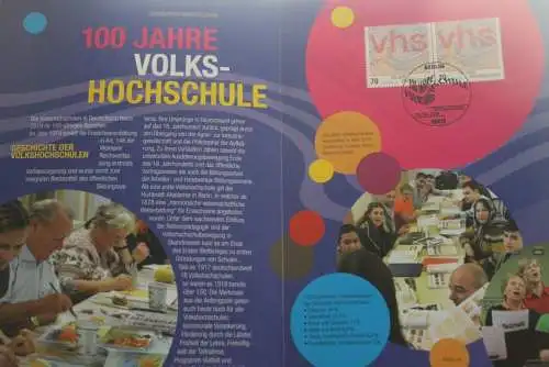 100 Jahre Volkshochschule; Erinnerungsblatt; Gedenkblatt der Deutsche Post 2019