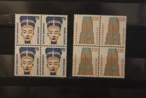 Deutschland 1988, Sehenswürdigkeiten Ergänzungswerte 70 und 120 Pf., MiMr. 1374-75, Viererblock, MNH