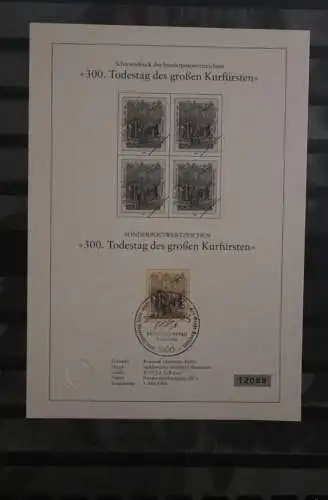 Berlin 1988; Schwarzdruck: 300. Todestag des großen Kurfürsten