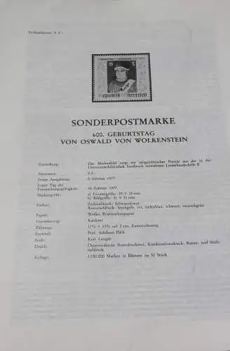 Oswald von Wolkenstein; 16.2. 1977; Ankündigungsblatt Österreich