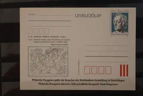 Ungarn 1982, Goethe-Ganzsache zur Briefmarken-Ausstellung Sindelfingen