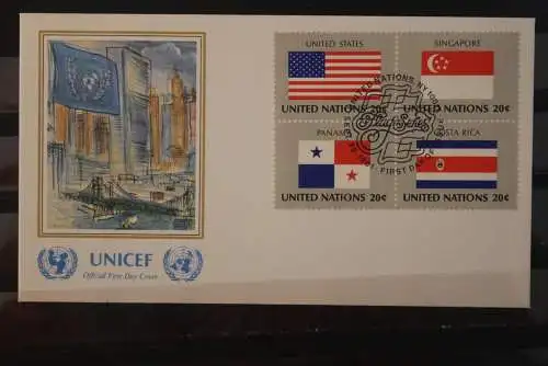 Vereinte Nationen N.Y. 1981, Flaggen; Viererblock FDC