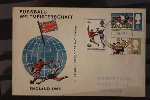 Großbritannien 1966; Fußball-WM England; FDC, Mängel; siehe Scan