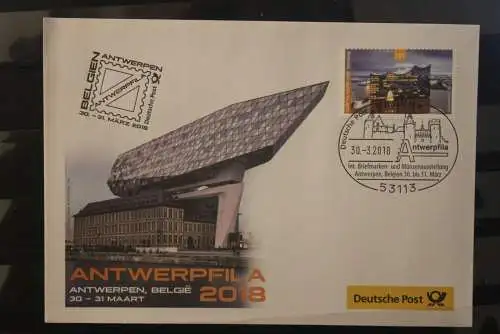 Messebrief Deutsche Post: ANTWERPFILA 2018 Antwerpen; Hamburg Elbphilharmonie