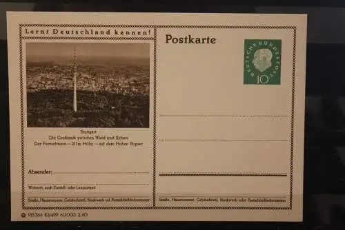 Stuttgart, Bildpostkarte; P 42; 1960, Lernt Deutschland kennen !, ungebraucht