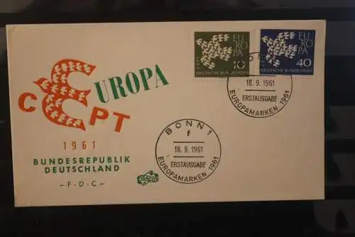 Deutschland 1961, Europa CEPT, MiNr. 367-68  FDC