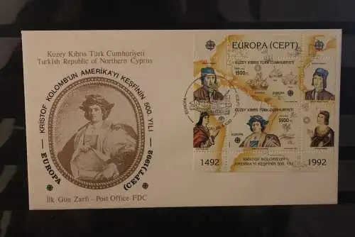 Zypern, türkisch besetzt 1992, Europa CEPT, MiNr. Block 10  FDC