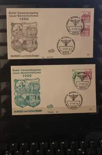 Deutschland 1980; Zusammendruck ZD: W 71 - W 74 und 1028 C I / D I auf FDC