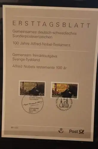 Deutschland 1995; ETB, Gemeinschaftsausgabe D - Schweden: Alfred-Nobel-Testament