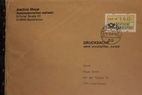 Deutschland 1987, ATM 1; Drucksache; 140 Pf., portogerecht