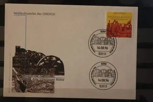 Deutschland 1996, Künstler-FDC; UNESCO-Weltkulturerbe Alte Völklinger Hütte, MiNr. 1875