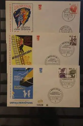 Berlin 1971-73; Berlin Unfallverhütung, Kompletter Satz; FDC; MiNr. 402-411, 453